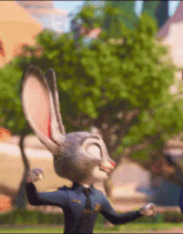 a cartoon rabbit is wearing a police uniform and tie