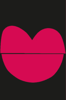 a pink heart on a black background with a black line between the two halves