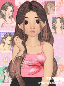 a drawing of a girl with the name zepeto on the bottom right