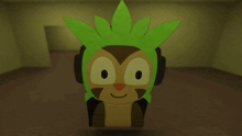 a cartoon of a monkey wearing headphones and a green cape