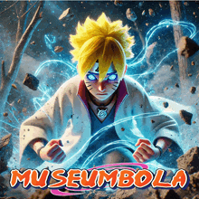 a poster with a cartoon character and the words museumbola on it