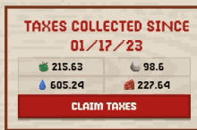 a screenshot of taxes collected since january 17 / 23