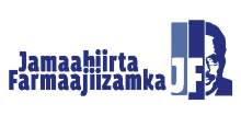 a blue and white logo that says jamaahiirta farmaajlizamka jf