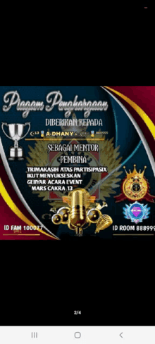 a screenshot of a program penghargaan diberikan kepada