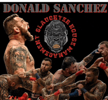 a poster for donald sanchez shows a group of men boxing