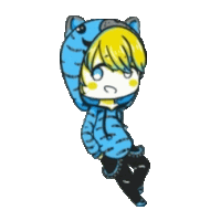 a cartoon of a girl wearing a blue hoodie with cat ears