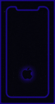 the apple logo is surrounded by a purple glowing border