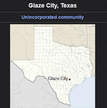 a map of texas shows glaze city in the center