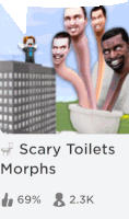 a poster that says scary toilets morphs with a building and a toilet