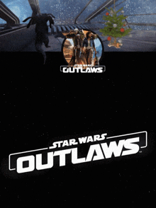 a poster for star wars outlaws shows a christmas tree