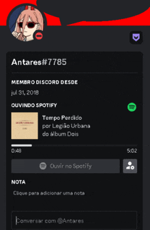 a screenshot of a person 's spotify profile shows a song called tempo perdido