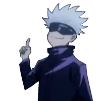 a cartoon character with white hair and a purple jacket is giving the thumbs up sign