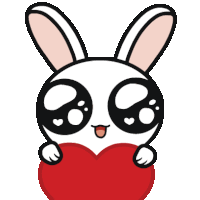 a cartoon rabbit is holding a red heart