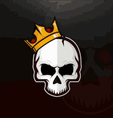 a white skull with a gold crown on top of it