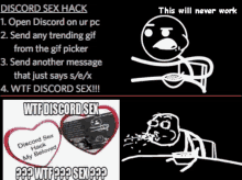 a screenshot of a discord sex hack and a screenshot of a rage comic