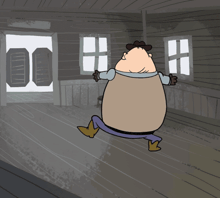 a cartoon drawing of a man in a cowboy hat standing in a room