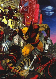 a comic book cover with wolverine fighting a ninja