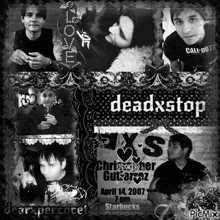 a black and white photo of deadxstop with a starbucks ad
