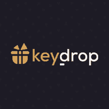 a logo for keydrop with a gift box on a black background