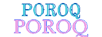 the word poroq is written in blue and pink