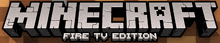 a logo for minecraft fire tv edition with a brick background