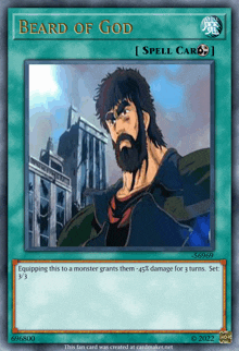 a bearded man is on the front of a beard of god card