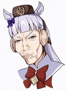 a cartoon drawing of a horse girl with a bow and a hat