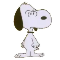 a cartoon of snoopy with an angry expression