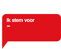 a red speech bubble that says ik stem voor pvda on it