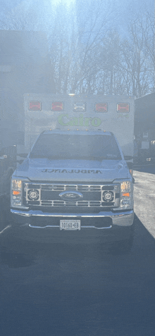 a ford ambulance with a license plate that says 101460-eb