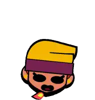 a cartoon character with a yellow hair and a purple headband