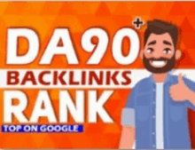 a man with a beard is giving a thumbs up in front of a sign that says da 90 backlinks rank