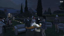 a screenshot of a video game shows a bride and groom at a wedding