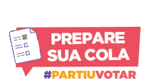 a red sign that says prepare sua cola #partiu votar