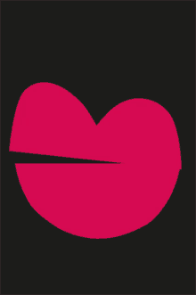 a pink heart with a black background and a slice cut out of it