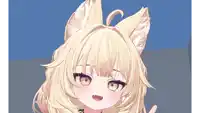 a close up of a blonde anime girl with a fox ear