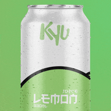 a can of kyu lemon soda with bubbles on it