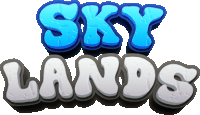 a logo for sky lands with blue and white text