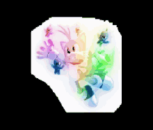 a pixel art of a sonic the hedgehog surrounded by a rainbow of ponies