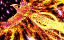 a painting of a phoenix surrounded by fire