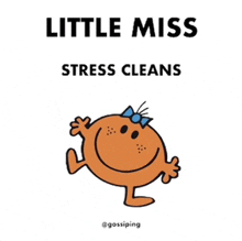 little miss stress cleans is a cartoon character with a bow on her head