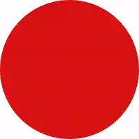 a red circle on a white background with a shadow