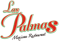 a logo for las palmas mexican restaurant in red and green