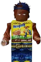 a cartoon character is wearing a box of nesquick