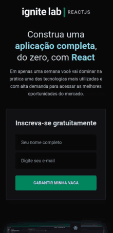a screen shot of ignite lab reactjs