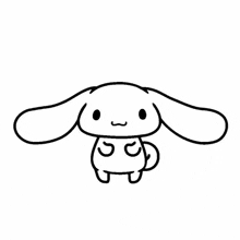 a black and white drawing of a bunny with big ears and a cup .