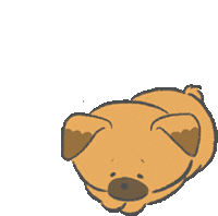 a cartoon drawing of a brown dog laying down