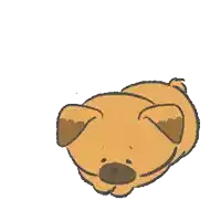 a cartoon drawing of a brown dog laying down