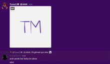 a purple background with the word tm written in purple
