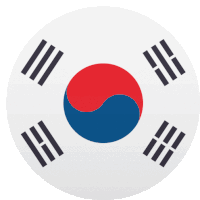 a white circle with a korean flag in the center